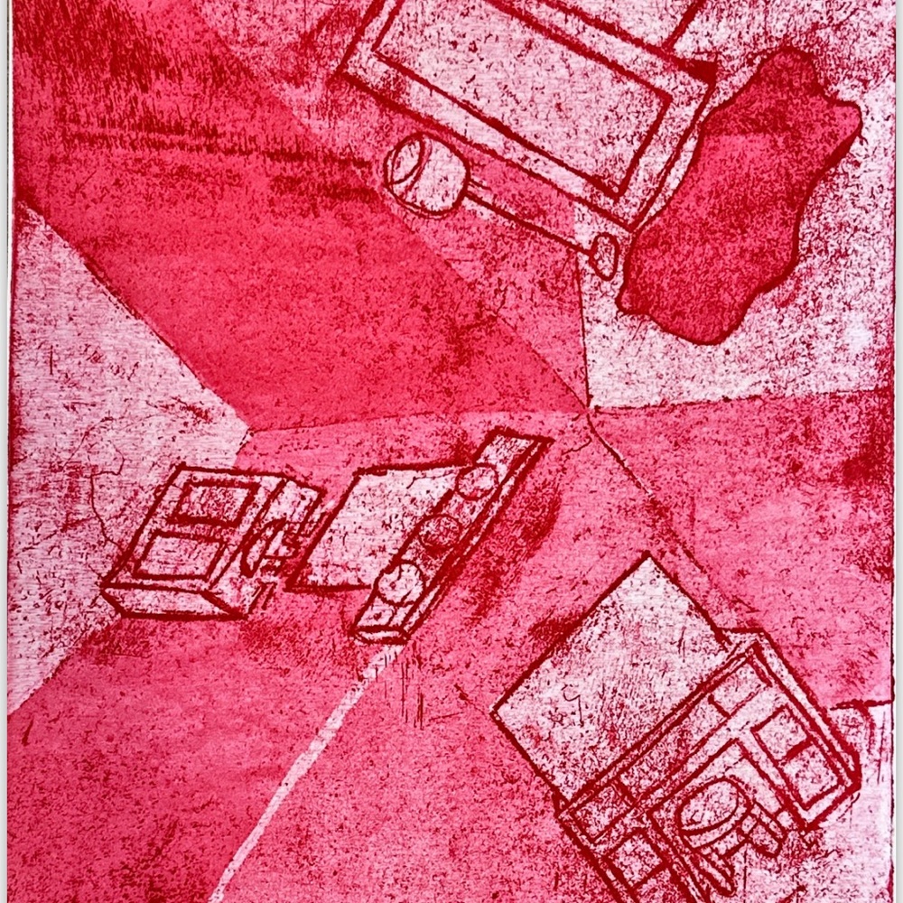 Abstract Red Geometric Art Print